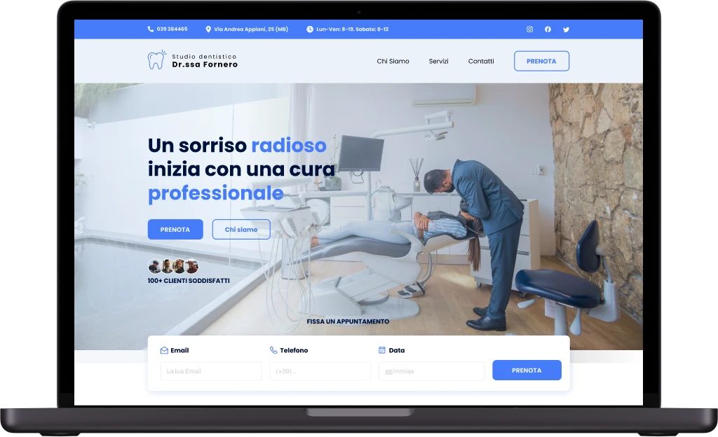 Sito realizzato per uno studio sanitario, visto da computer